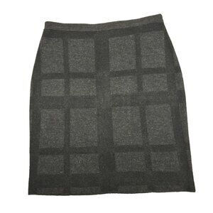 Eileen Fisher Merino Wool Pencil Skirt Size Small  Black Gray Window Pane